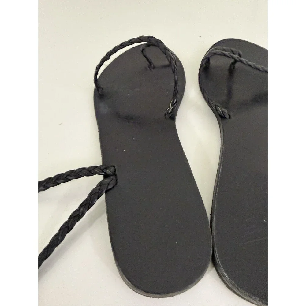 Ancient Greek Sandals Eleftheria Black Braided Leather Straps EU 39 Gladiator